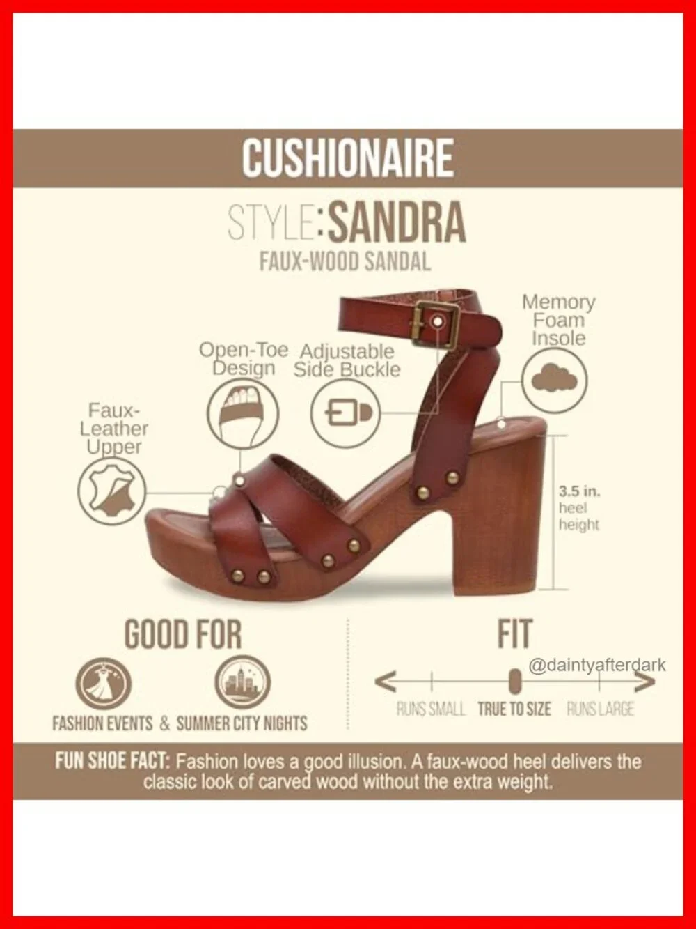 Cushionaire Sandra Faux Wood Block Heel Sandal Women's Platform